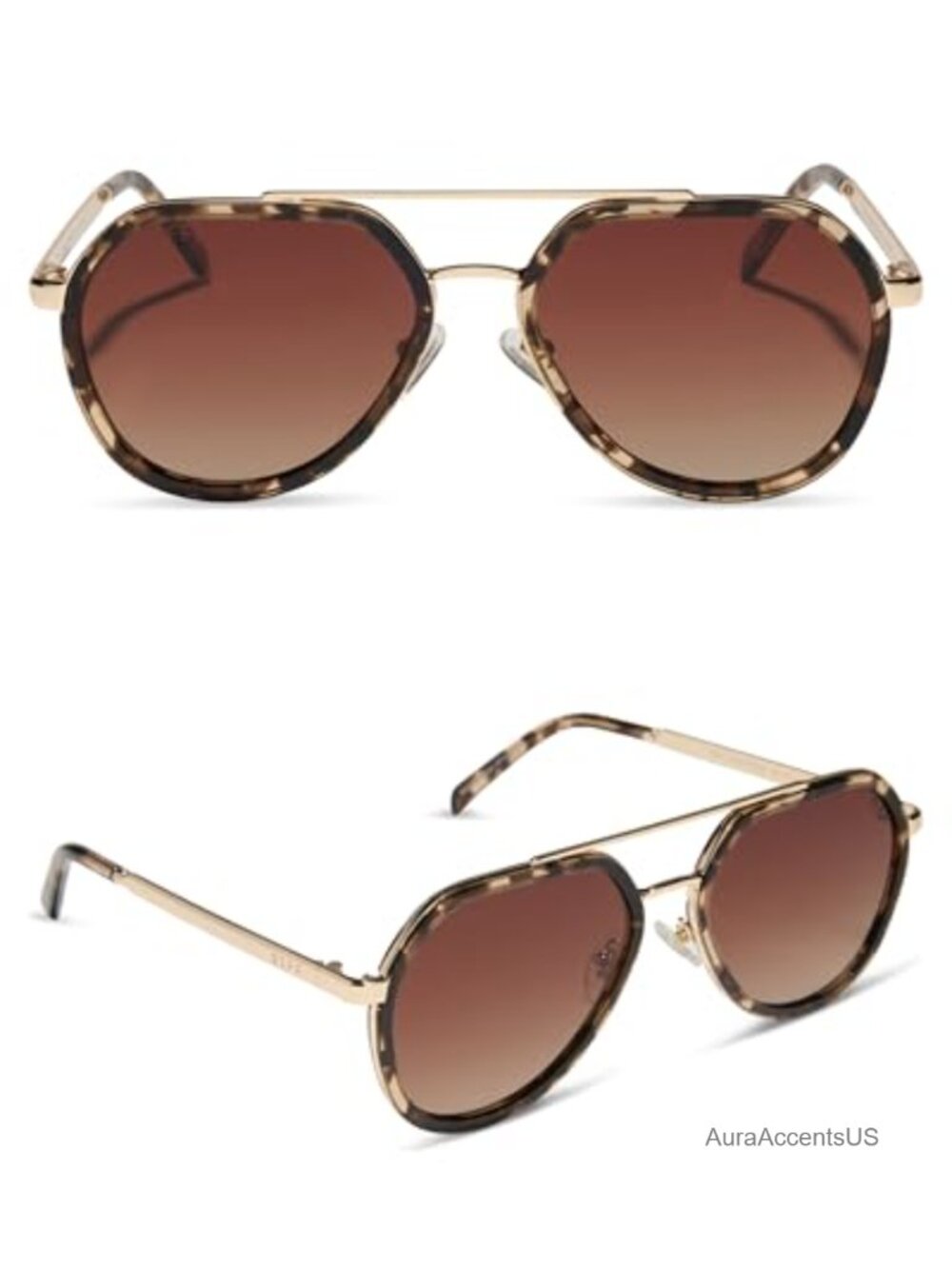 DIFF Joey Aviator Sunglasses UV400 Polarized Geometric Metal Acetate